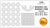 Mask 1/144 for Boeing 720/Boeing 720B + wheels masks (RODEN)