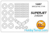 Mask 1/144 Superjet-100 and wheels masks, for Zvezda kit