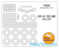 Mask 1/72 for DC-6 / DC-6B + wheels, for Heller kit