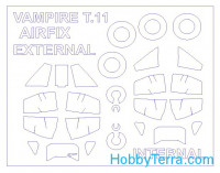 Mask 1/72 for De Havilland Vampire T.11 (Double sided) and wheels masks, for Airfix kit