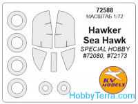 Mask 1/72 for Hawker Sea Hawk and wheels masks, for Special Hobby kit