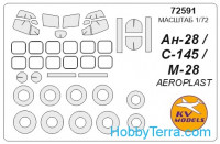 Mask 1/72 for An-28 and wheels masks, for Aeroplast kit