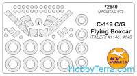 Mask 1/72 for C-119 C/G Flying Boxcar / AC-119K Gunship and wheels masks, for Italeri kit