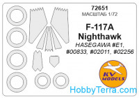 Mask 1/72 for F-117A Nighthawk and wheels masks, for Hasegawa kit