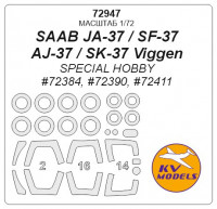 Mask 1/72 for Saab JA-37/SF-37/AJ-37/SK-37 "Viggen" + wheels masks (Special Hobby)