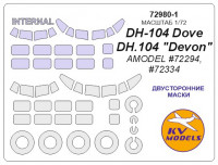 Mask 1/72 for DH-104 Dove/DH.104 "Devon" + wheels (Double sided), Amodel kits