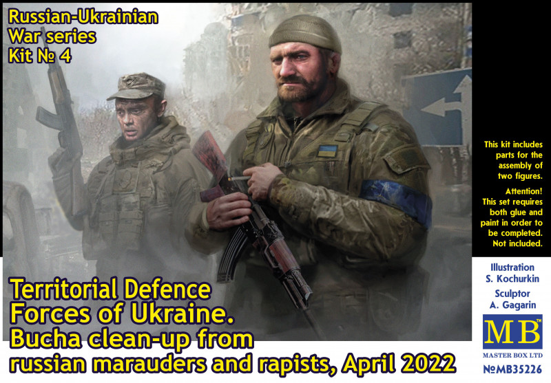Master Box  35226 Russian-Ukrainian War Series, Kit #4. Territorial Defence Forces Of Ukraine. Bucha Clean-Up From Russian Marauders and Rapists, April 2022