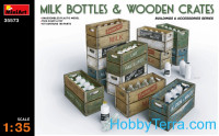 Milk bottles & Wooden crates