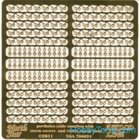 Portholes (side scuttles) with storm covers and visors for the French warships, 0.7mm