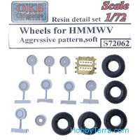 Wheels set 1/72 for HMMWV, aggressive pattern, soft