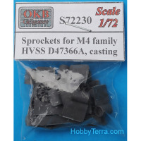 Sprockets 1/72 for M4 family, HVSS D47366A, casting