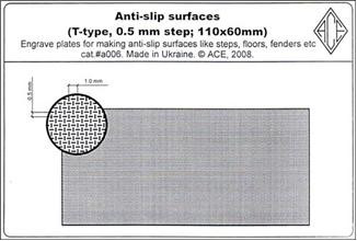   Anti-slip surfaces (T-type, 0.5mm step; 110x60mm). cat#a006