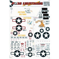 Decal 1/48 for jet fighter P-38 Lightning, Part 2