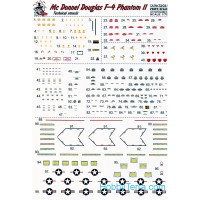 Decal 1/72 for jet fighter F-4 Phantom Technical stencils