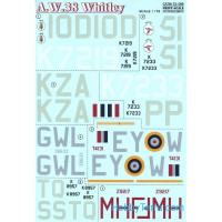 Decal 1/72 for Armstrong Whitworth A.W.38 Whitley