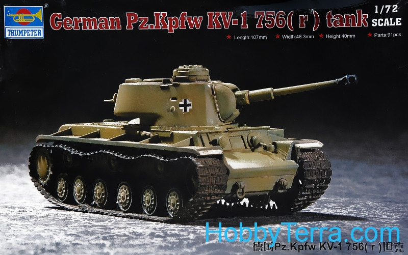 tank 07265 P7265 TRUMPETER Military Model 1/72 German Pz.Kpfw KV-1 756 r 