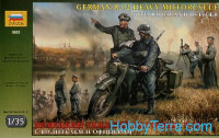 R-12 German heavy motorcycle with rider and officer