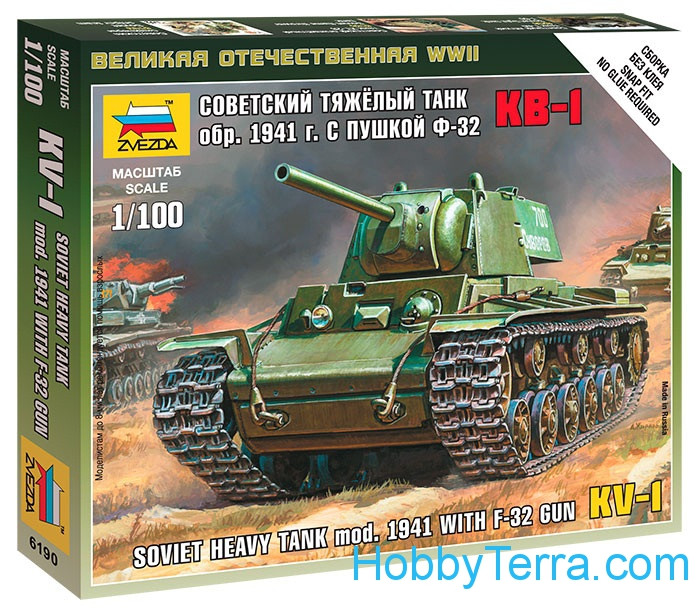 Zvezda Soviet Heavy Tank Kv-1 Mod.1941 With F-32 Gun Model Kit 6190 for sale online