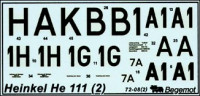 Begemot  72008 Decal 1/72 for Heinkel He-111, Part 2