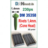 Rivets 1.4mm (Cone head), 230 pcs
