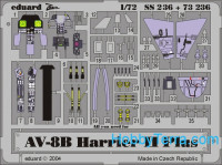 Photo-etched set 1/72 AV-8B Harrier II Plus, for Hasegawa kit