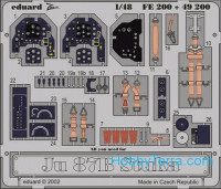 Photo-etched set 1/48 Ju-87B Stuka, for Hasegawa kit