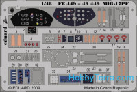 Photo-etched set 1/48 Mig-17PF Color, for HobbyBoss kit