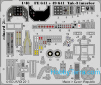 Photo-etched set 1/48 Yak-3 interior, for Zvezda kit