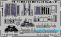 Photo-etched set 1/72 Su-33 Flanker D (self adhesive), for Hasegawa kit