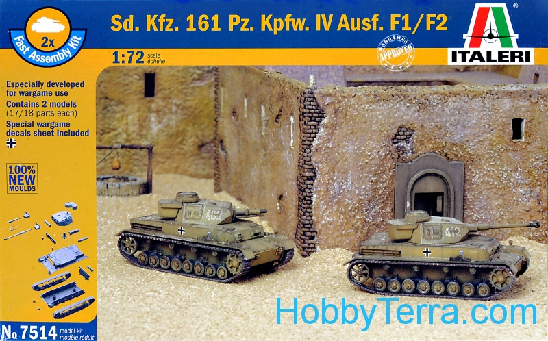 ITALERI Sd Kfz 161 Pz Kpfw IV F1 7514 1:72 Tank Model Kit