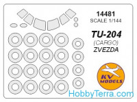 Mask 1/144 for Tu-204 (Cargo) + wheels, for Zvezda kit