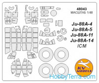 Mask 1/48 for Ju-88A-4 / A-5 / A-11 / A-14 + wheels, for ICM kit