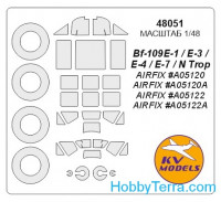 Mask 1/48 for Bf-109E-4/N Trop and wheels masks, for Airfix kit