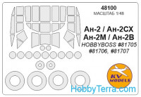 Mask 1/48 for An-2 and wheels masks, for Hobby Boss kit