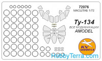 Mask 1/72 for Tupolev Tu-134, for Amodel kit