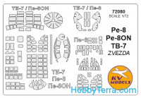 Mask 1/72 for Petlyakov Pe-8 / Pe-8ON / TB-7, for Zvezda kit