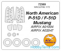 Mask 1/72 for P-51D Mustang + wheels, for Airfix kit