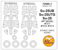 Mask 1/72 for Su-25UB/Su-25UTG/Su-28 + wheels (Double sided), Art model kits