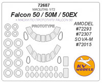 Mask 1/72 for Falcon 50/50EX/50M + prototype masks and masks for wheels (Amodel, Sova-M)