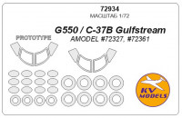 Mask 1/72 for Gulfstream G550/C-37B + prototype and wheels masks (Amodel)