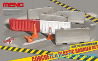 Set of concrete and plastic guardrails