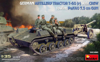German Artillery Tractor T-60(r) & Crew Towing PaK40 Gun