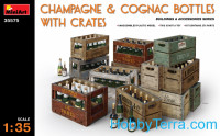 Champagne & Cognac bottles w/сrates