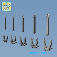 Northstar Models  350160 Stockless anchor hall (5 sizes x 10 pcs, total 50pcs), resin parts
