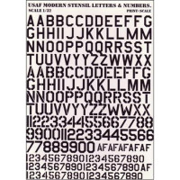 USAF modern stencil letters & numbers, black color