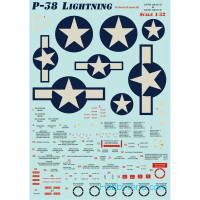 Print Scale  32-012 Decal 1/32 for P-38 Lightning, part 1 and technical stencils