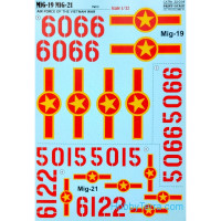 Decal 1/32 for Mig-19 Mig-21, Vietnam war