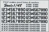 Print Scale  48-005 USAF modern stencil letters & numbers, black color