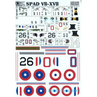 Decal 1/72 for Spad VII-XVII