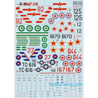 Decal 1/72 for Mig-15 "Fagot" fighter